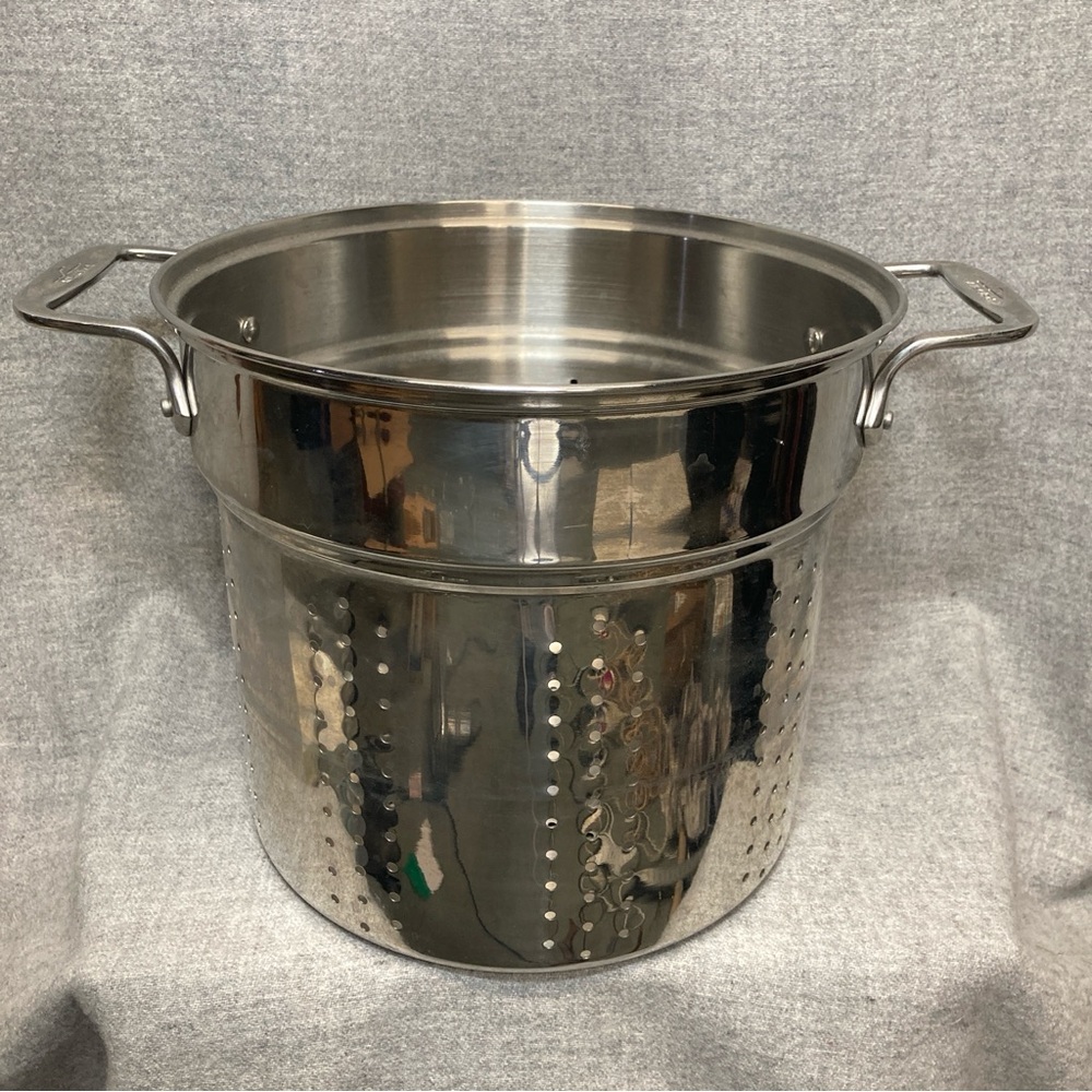 All-Clad Large Stainless Steel Pot Insert Steamer Stock Pot Strainer 12 QT Good
